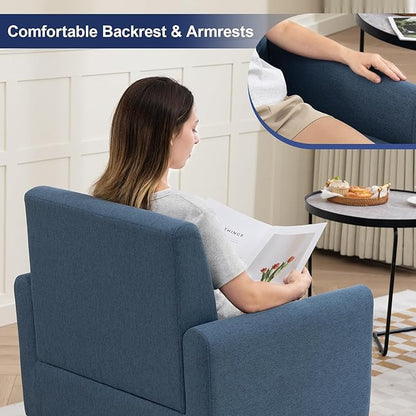 Accent Chair, Mid Century Modern Living Room Chairs Comfy Reading Chair with Upholstered Cushion Relax Armchair for Bedroom Apartment,Office, Blue