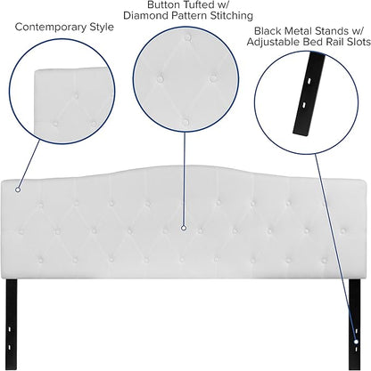 BizChair Tufted Upholstered King Size Headboard in White Fabric
