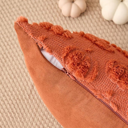 Kevin Textile Fall Pumpkins Pillow Covers 18x18 Inch Set of 2 Cute Autumn Decorative Square Pillowcases Soft Faux Fur Cushions Harvest Gift for Couch Sofa Chair Bedroom Home Decor, Rust