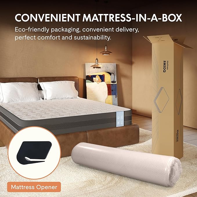 FLEXISPOT 12'' Queen Size Cooling Gel Memory Foam Mattress, Viscose from Bamboo, Medium Firm, 10-Year Warranty, Mattress-in-A-Box, Certi-PUR & Oeko-TEX Certified, Washable, Fire-Resistant.