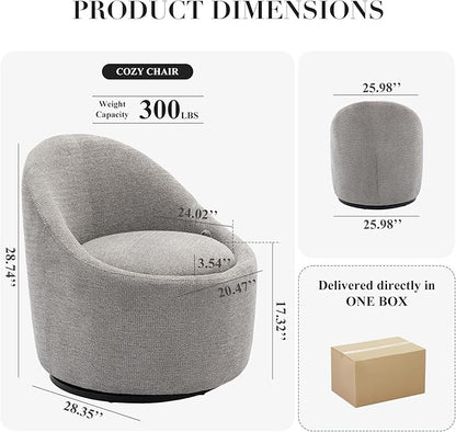 360° Swivel Accent Chair Set of 2, Mid-Century Modern Chair with Hidden Storge, Small Swivel Chair with Arms for Living Room/Office - Light Grey