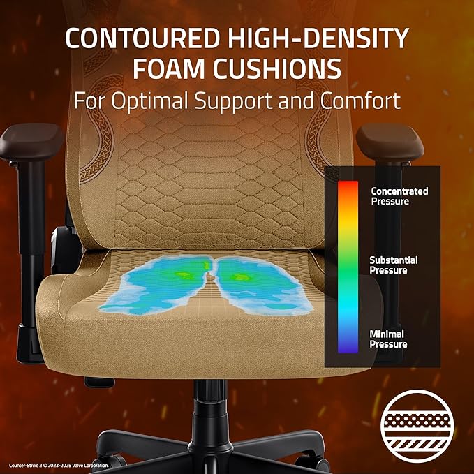 Razer Iskur V2 X Ergonomic Gaming Chair: Built-in Lumbar Support - Widened Seat - High Density Foam Cushions - Adjustable 152 Degree Recline - 2D Armrests - Plush Fabric - Counter Strike 2 Edition