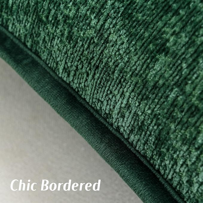 FUTEI Christmas Dark Green Chenille Throw Pillow Covers 12x20 Inch Set of 2,Soft Cozy Bound Edge Design Lumbar Pillow Cases,Home Decor for Couch Bed Living Room