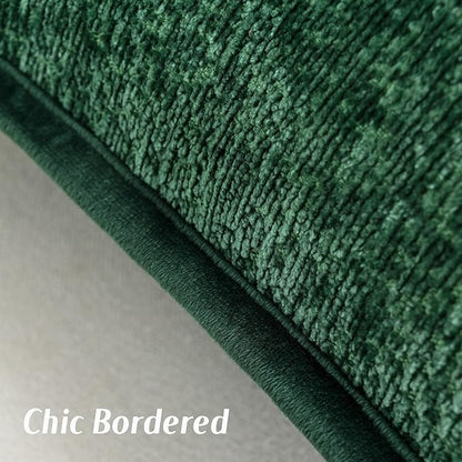 FUTEI Christmas Dark Green Chenille Throw Pillow Covers 22x22 Inch Set of 2,Soft Cozy Bound Edge Design Cushion Case,Home Decor for Couch Bed Living Room