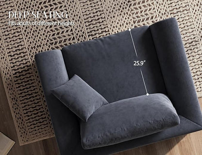 48.6" Single Sofa, Small Boneless Couches for Living Room, Cloud Couch for Bedroom, Office, Grey