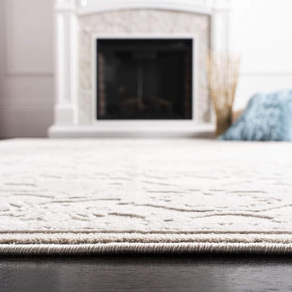 SAFAVIEH Area Rug 5' Square - Reflection Collection - Cream & Ivory, Non-Shedding & Easy Cleaning, Ideal for Living Room, Bedroom (RFT665D)