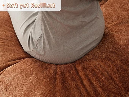 EASE MOOSE Oversized Boneless Couch for Living Room, Sectional Cloud Sofa, Modular Cloud Couch Loveseat, 2-Seat Deep Sofas with Pillow for Bedroom, Apartment, No Assembly Required, Chenille (Brown)