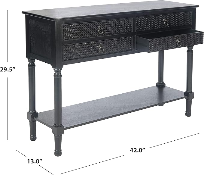 Safavieh Home Collection Haines Black 4-Drawer Bottom Shelf Console Table