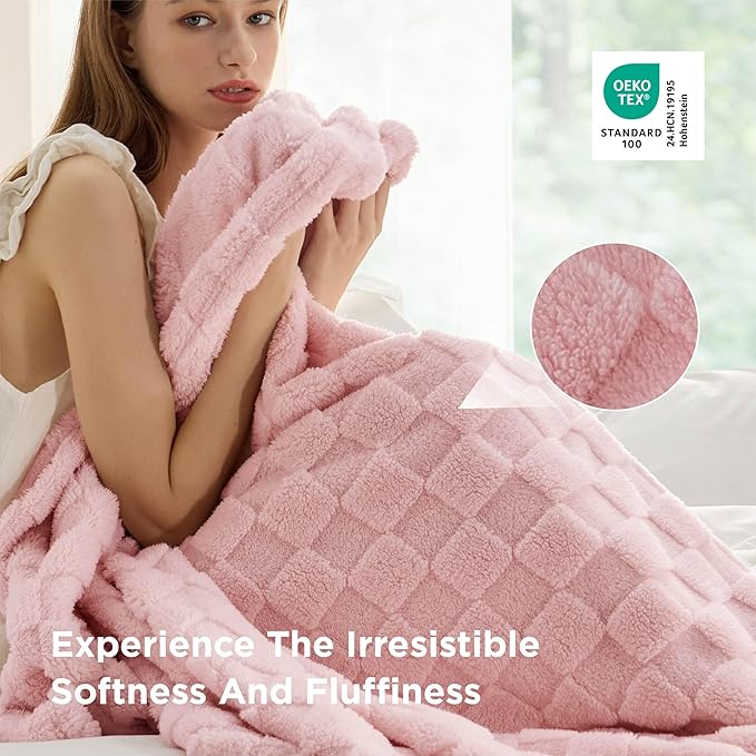 Bedsure GentleSoft Twin Blanket for Bed Blush Pink - Super Soft Cozy Blankets for Women Men Girls, Cute Fuzzy Fleece Throws for Bedroom Couch, 60x80 Inches