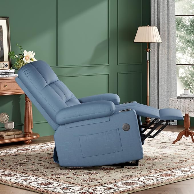 Soohow Oversized Power Lift Recliner Chair with Massage and Heat for Elderly Big and Tall, Large Fabric Recliner Wide Electric Recliner Chair with USB Ports, Cup Holders, Side Pockets