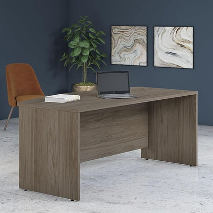 Bush Business Furniture Studio C Bow Front Desk, 72W x 36D, Modern Hickory