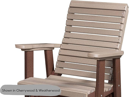 DutchCrafters Modern Horizontal Slat High Back Poly Glider Chair Outdoor Patio Furniture (Black & Aruba Blue)