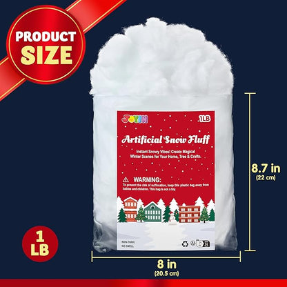 JOYIN 1 LB Fake Snow Cotton Christmas Decorations, Soft Snow Blanket for Christmas Village Accessories Indoor Winter Artificial White Clouds Craft Indoor Home Decor Tree Snowman Scene Display