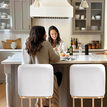 Sophia & William 24 Inch Bar Stools for Kitchen Island, Counter Height Bar Stools with Back,Modern PU Leather Gold Polished Bar Chairs,Supports 330lbs,Creamy White