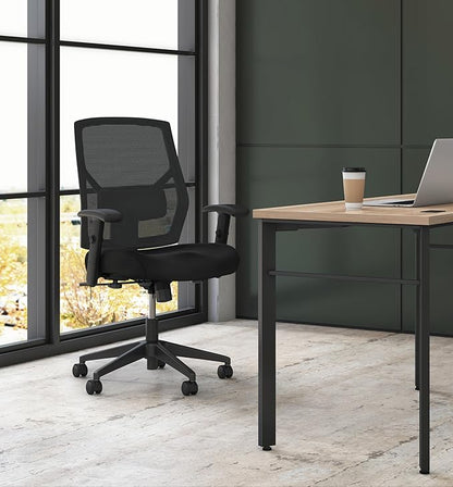 HON Crio Ergonomic Office Chair, High Back Task Chair with Adjustable Arms, Lumbar Support, 360 Swivel, Center-Tilt Recline, for Desks, Computers, Home Office, Black
