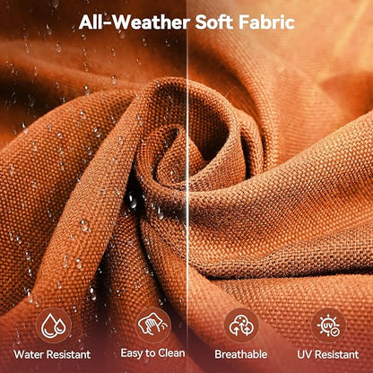 Luxury 6" Outdoor Cushions for Patio Furniture, 24x24x6" Thick Seat Cushion Set, Fade Resistant Couch Chair Replacement Cushions High Density Deep Wicker Chair Cushion with Removable Cover, Orange