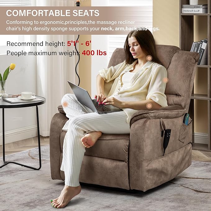 Power Lift Recliner Chair Recliners for Elderly,Lay Flat Velvet Tufted Recliner with Heat and Massage,Dual Motor Lounge Recliners for Living Room
