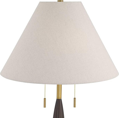 Possini Euro Design Carillo Modern 68" Tall Standing Floor Lamp Pull Chain Espresso Brown Gold Wood Metal Living Room Bedroom House Reading Office Home Decor Entryway Dining Indoor White Shade