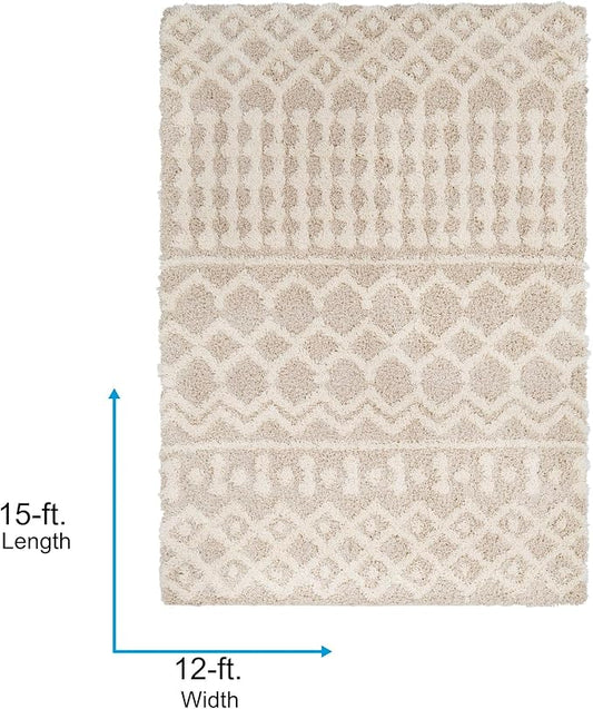 Livabliss Hapsburg Moroccan Shag Area Rug,12' x 15',Beige