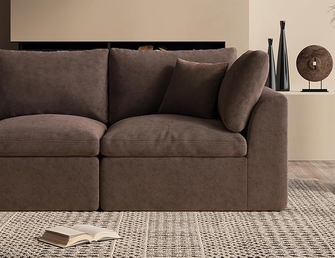 78.9" Loveseat Sofa, Cloud Boneless Couches for Living Room, Modern Modular Sectional Sofa, Oversized, Brown