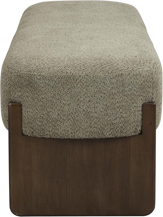 Christopher Knight Home Arden Minimalist Loop Yarn Fabric Dining Bench, Wooden Entryway Ottoman Bench, Modern Living Room Sofa Ottoman Footrest, Bedroom End of Bed Bench, Dark Green+Brown