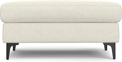 SIMPLIHOME Ava Ottoman in 100% Recycled Polyester Tightly Woven Performance Fabric, Cream, 36-inch Wide, Mid-Century Modern Style Multipurpose Table or Footrest Ottoman, Assembled,for Living Room