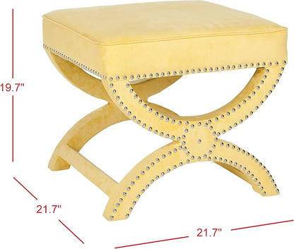 Safavieh MCR4645 Mystic Upholstered Ottoman Color: Cream