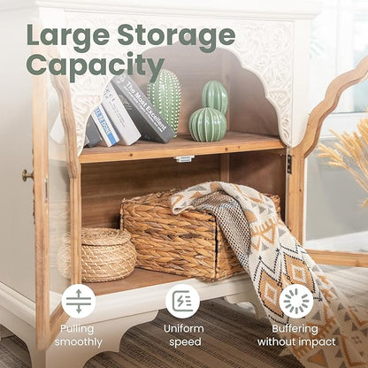 PHI VILLA Vintage 2 Door Accent Cabinet,Small Distressed Storage Cabinet with Doors for Living Room, Kitchen & Entryway