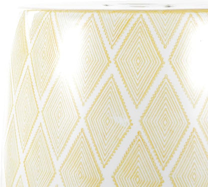 JONATHAN Y TBL1019B Moroccan Diamonds 18" Ceramic Drum Indoor/Outdoor Garden Stool Coastal, Contemporary, Transitional, Patio, Garden Room, Bathroom, Living Room, Yellow