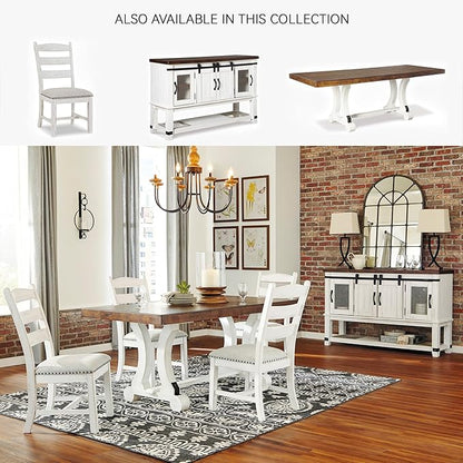 Signature Design by Ashley Valebeck Farmhouse Dining Room Server or Buffet Cabinet, White & Brown