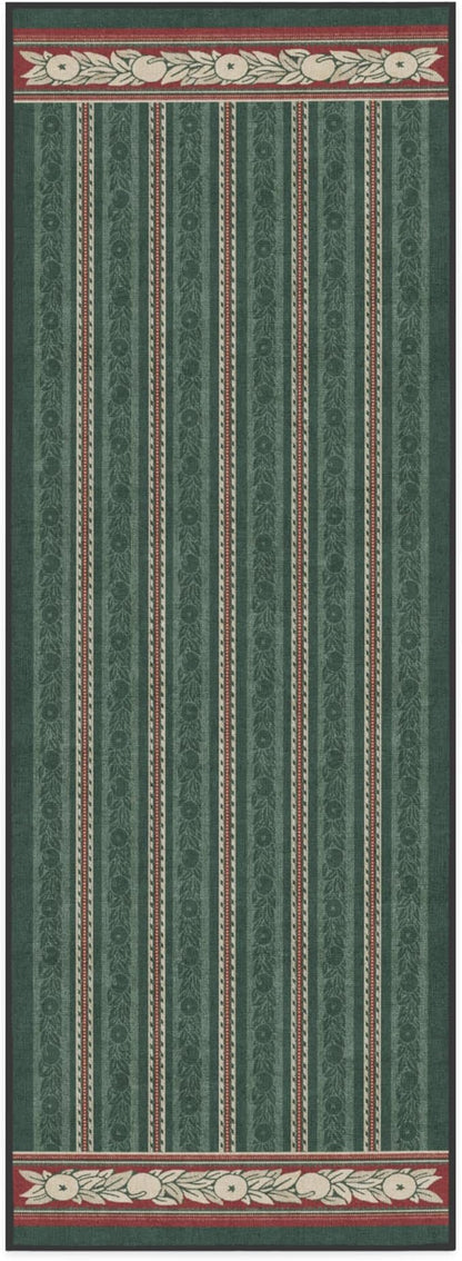 RUGGABLE x Morris & Co Machine Washable Christmas Runner Rug – Fruit Stripe Spruce Green 2.5x7, Stain-Resistant, Non-Slip – Washable Rug for Hallway, Entryway, Living Room & Kitchen–with Standard Pad