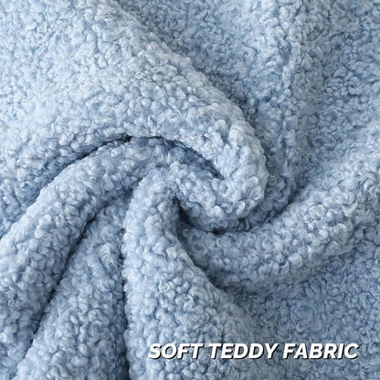 FUTEI Light Blue Throw Pillow Covers 24x24 Inch Set of 2,Furry Faux Fur Teddy Boucle Textured Cushion Covers,Soft Fluffy European Pillow Shams,Home Decor for Couch Bed Living Room Office Car
