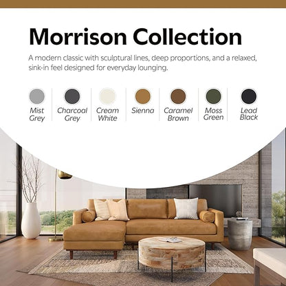 SIMPLIHOME Morrison Left Sectional Sofa in Full-Grain Genuine Leather, Sienna, 102-inches Wide, L-Shaped Leather Couch with Left Chaise for The Living Room and Family Room