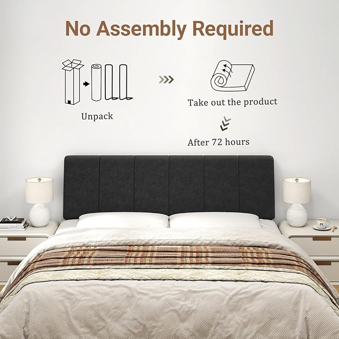 Queen Size Headboard Only-No Assembly, Upholstered Headboard Queen Size Linen Fabric Modern Style Headboards for Adjustable Bed Extra-Thick, Black