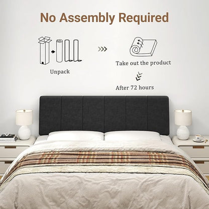 Queen Size Headboard Only-No Assembly, Upholstered Headboard Queen Size Linen Fabric Modern Style Headboards for Adjustable Bed Extra-Thick, Black
