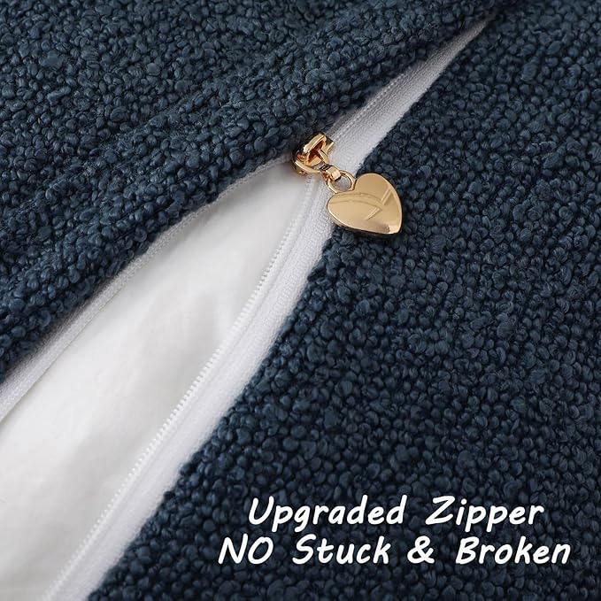 FUTEI Pack of 2 Haze Blue Decorative Throw Pillow Covers 18x18 Inch Soft Cozy Solid Boucle Textured Cushion Case,Modern Home Decor for Couch Bed Living Room