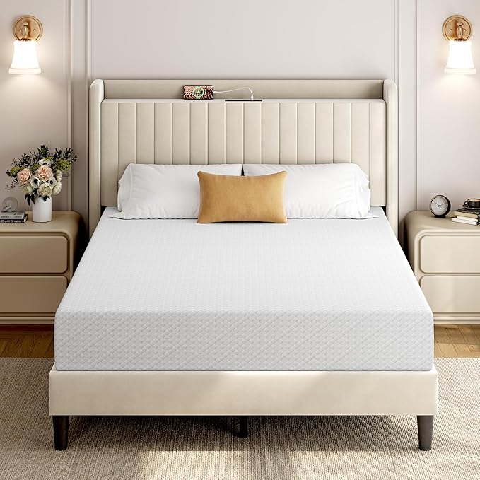 Yaheetech 10 Inch Queen Mattress, Fiberglass Free, 3 Foam Layer Cooling Gel Memory Foam Mattresses, Green Tea for Fresher Sleep, Medium Firm, CertiPUR-US Certified, Mattress in a Box