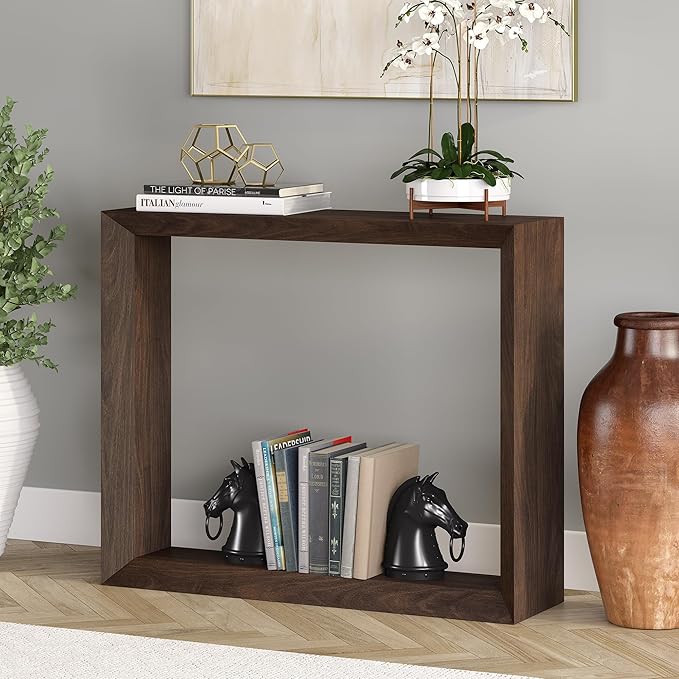 Henn&Hart 36'' Wooden Rectangular Console Table Entryway Table, Sofa Table for Entryway, Living Room, Couch, Hallway, or Office, Alder Brown
