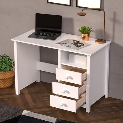 From the Tree Furniture Solid Wood Desk with Drawers – Compact Study Desk for Kids & Adults, Space-Saving Home Office Writing Table, Real Pine Construction