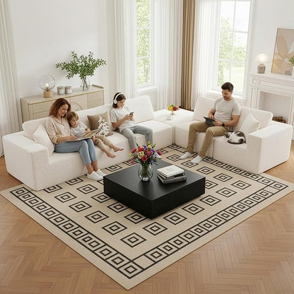 Cloud Modular Sectional Sofa Couch,L-Shape Modern Boneless Sectional Couch with Deep Seat,Upholstered Couches for Living Room Bedroom,No Assembly Required,Beige