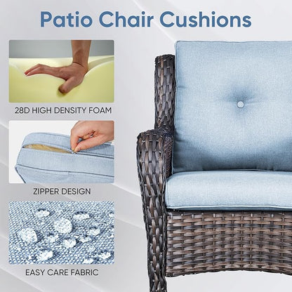Patio Chair Cushions 4 Packs - Outside High Back Thick Water-Resistant Cushion 22x24 with Zipper Cover for Outdoor Glider Rocking Chairs Loveseat Couch – Baby Blue/Buckle
