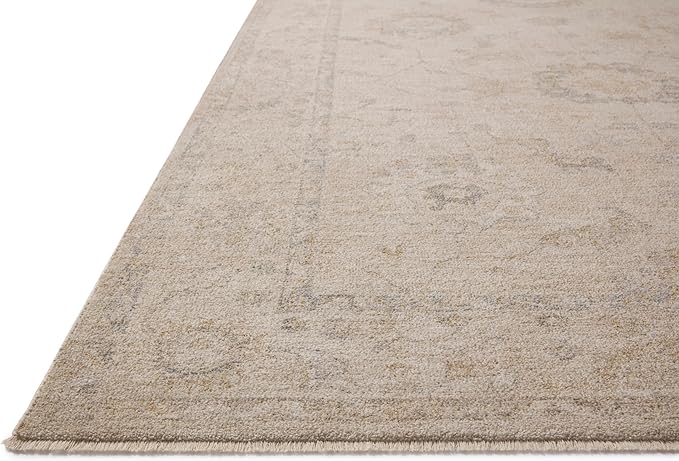 Loloi Chris Loves Julia Louisa Collection LOI-02 Oatmeal/Slate 2'-7" x 14', .38" Pile Height, Runner Rug