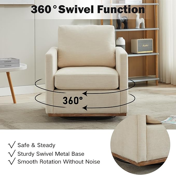 Chifee & Vingol 30.7" W Mid Century Modern Swivel Accent Chair for Living Room Set of 2,Beige