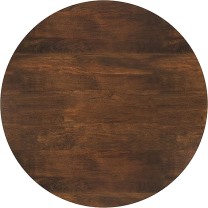 SIMPLIHOME Rayburn Drum Coffee Table - 38 inch Wide Solid Mango Wood Round Living Room Table in Walnut Brown, Modern Urban Center Table for Family Room with Black Metal Legs and Large Surface