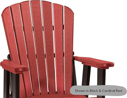 DutchCrafters Slat Fan Back Poly Adirondack Swivel Glider Outdoor Patio Chair (White & Cedar)