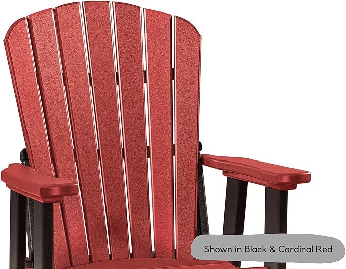 DutchCrafters Slat Fan Back Poly Adirondack Swivel Glider Outdoor Patio Chair (Black & Weatherwood)