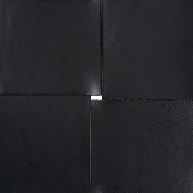 SAFAVIEH Couture Collection Devnie Black Woven Leather & Black Solid Wood Ottoman (Fully Assembled)