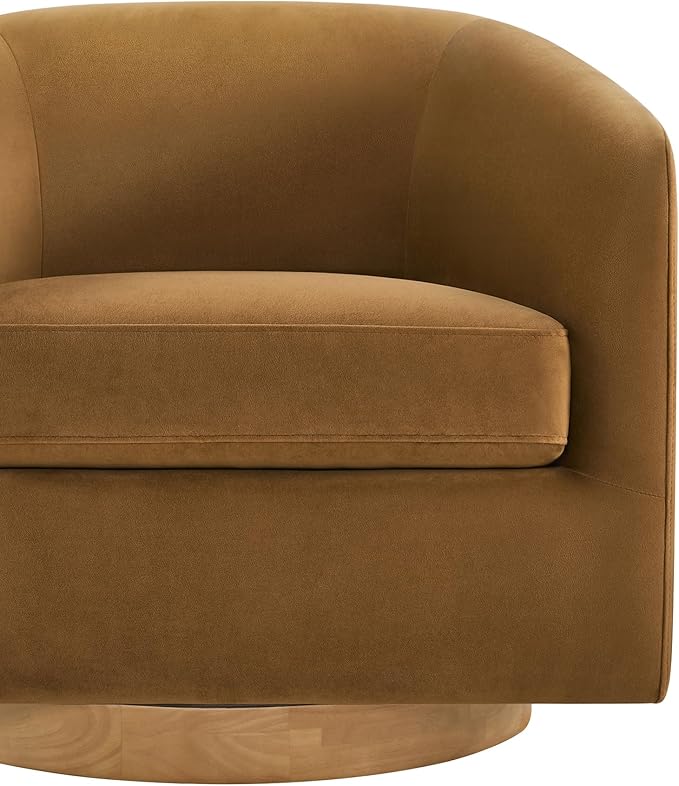 CHITA Swivel Accent Chair Set of 2, FSC Certified Upholstered Velvet Barrel Chair for Living Room, Fully Assembled, Sand