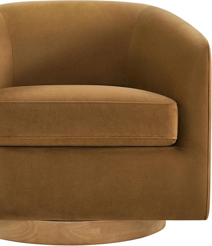CHITA Swivel Accent Chair Set of 2, FSC Certified Upholstered Velvet Barrel Chair for Living Room, Fully Assembled, Sand