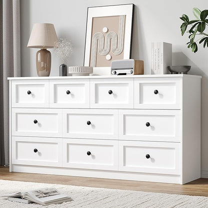 CHUWELL 10 Drawer Double Dresser for Bedroom, 59.1" Wide Dressers & Chests of Drawers with Large Capacity Storage, Dresser for Bedroom(White)